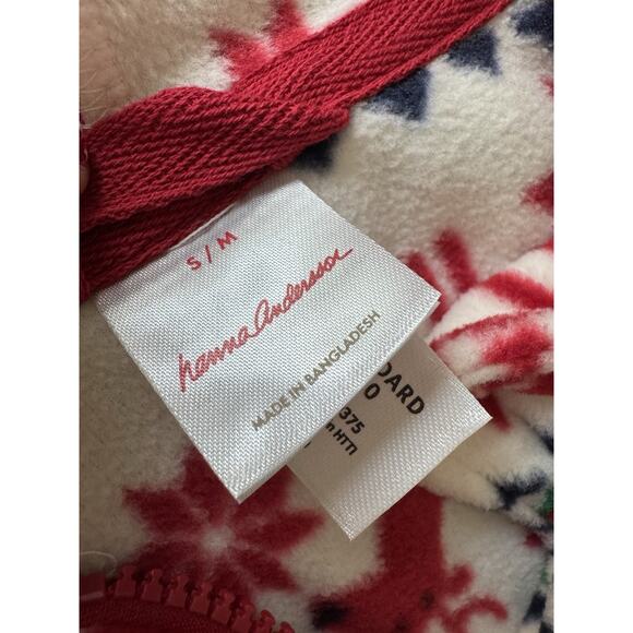 Hanna Andersson Fleece One Piece Jumpsuit Pajamas S/M Dear Deer Marshmallow - Picture 8 of 11